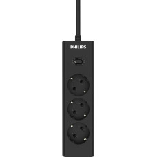 Philips сетевой фильтр 3 Розетки, кабель - 2M, черный